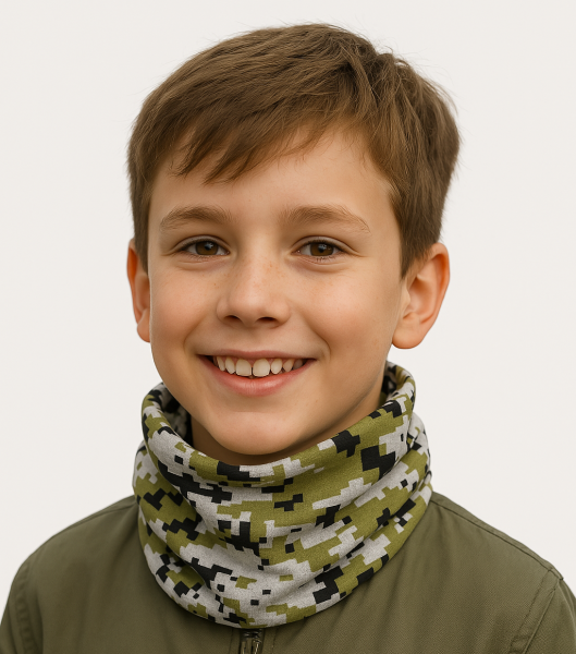 Dětský nákrčník s digitálním maskáčem
