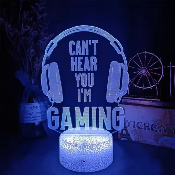 3D LED lampička Gaming Can't hear You