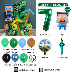 80x Narozeninové nafukovací balónky Minecraft