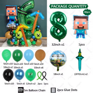 80x Narozeninové nafukovací balónky Minecraft