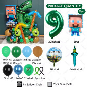 80x Narozeninové nafukovací balónky Minecraft