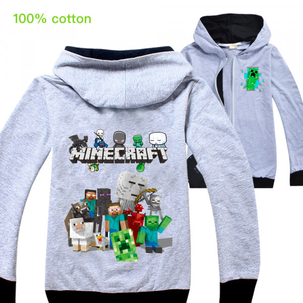 Tepláková bunda na zip Minecraft Creeper Gray