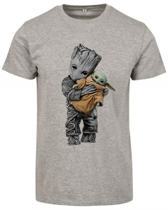 T-shirt Groot and Baby Yoda Gray