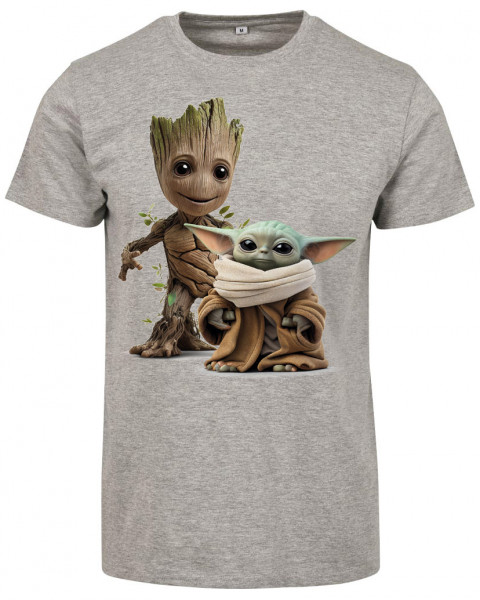 Koszulka Groot i Baby Yoda Gray HD