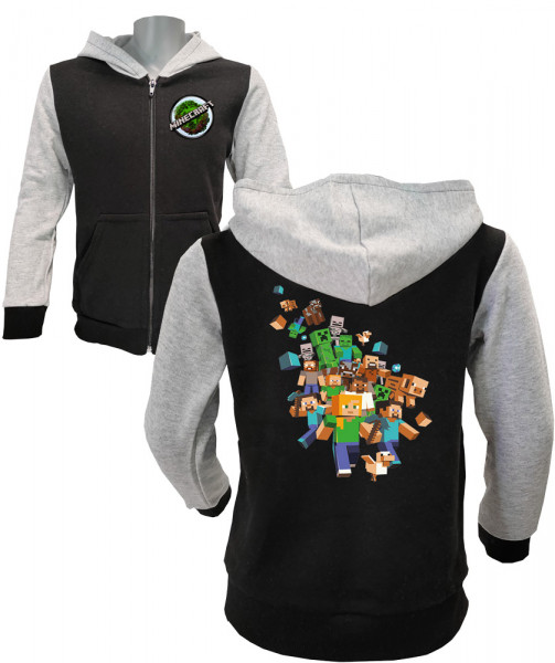 Tepláková bunda na zip Minecraft Black Gray