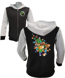Tepláková bunda na zip Minecraft Black Gray